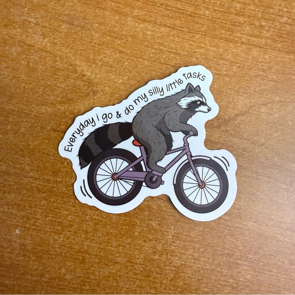 Raccoon Bicycle Sticker‎